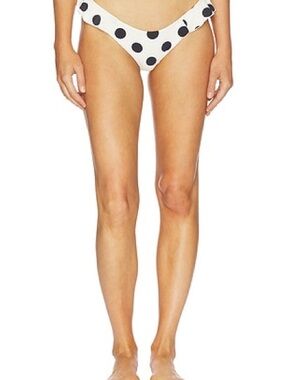 LPA Twyla Black Polka Dot Bikini Bottoms on Cream with Ruffle Straps